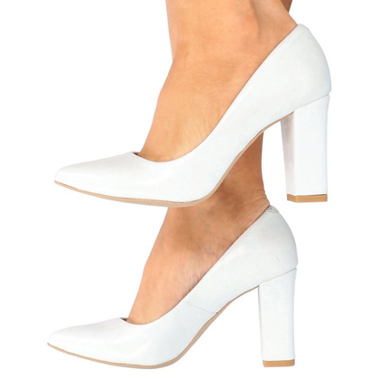 Czółenka ślubne ze skóry - TYMOTEO LAND SREBRNE