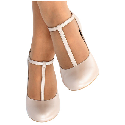 Czółenka z paskami - KOTYL 5931 PERŁOWE