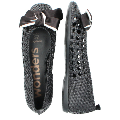 Hiszpańskie baleriny z kokardką - WONDERS CH-1001 CZARNE