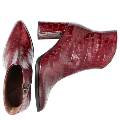 Skórzane botki z motywem zwierzęcym - WONDERS M-5430 BORDOWE