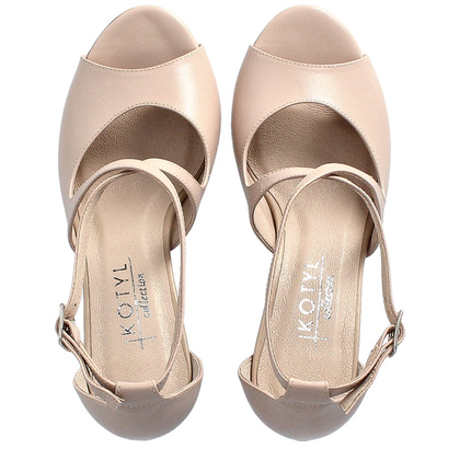 Taneczne sandałki na szpilce - KOTYL 4349 BEŻOWE