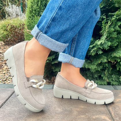 Skórzane mokasyny damskie - FILIPPO FILIPPO DP4128/24 BEŻOWY