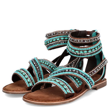 Sandały damskie gladiatorki - LAZAMANI LA75393 TURKUSOWE