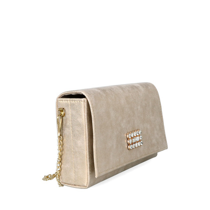 Wizytowa torebka z ozdobą - TYMOTEO 120 PRZECIERANY ZŁOTY