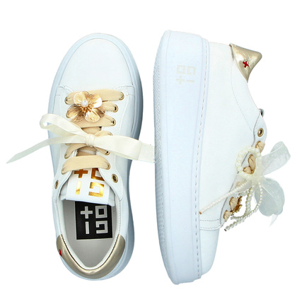 Sneakersy skórzane premium - GIO+ PIA356A BIAŁE