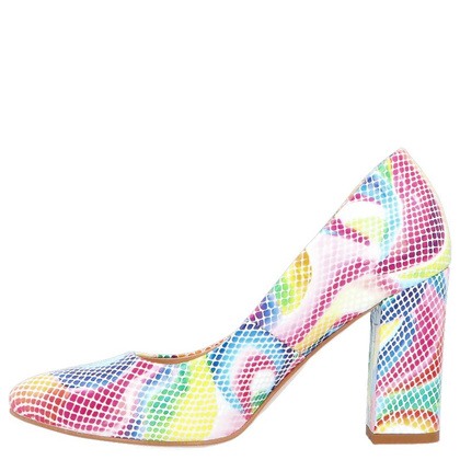 Skórzane czółenka na słupku - TYMOTEO DEAR KOLOROWE