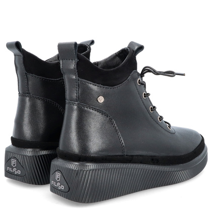 Skórzane sneakersy damskie - FILIPPO DBT4799/24 CZARNE