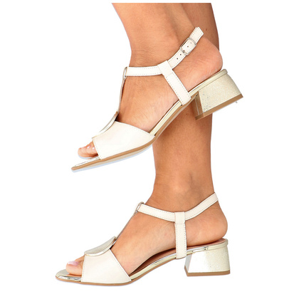 Wygodne sandałki z ozdobą - TYMOTEO GABI KREMOWO ZŁOTE