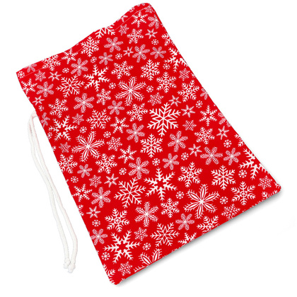 Worek na prezent świąteczny - TYMOTEO LOVE P01 CZERWONY w Śnieżynki