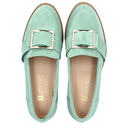 Skórzane półbuty z klamrą - TYMOTEO M2144 ZIELONE