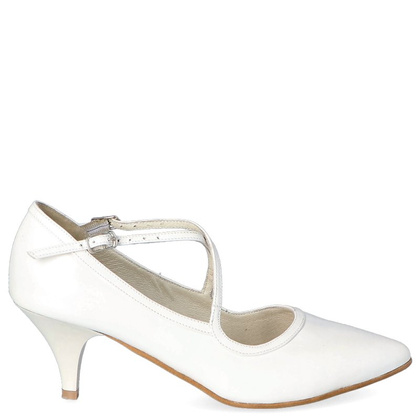 Pełne czółenka z paskami - TYMOTEO BARG PERŁOWO BIAŁE