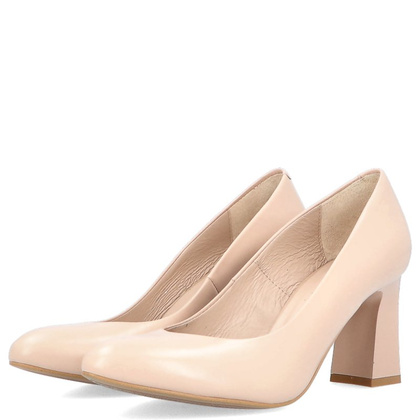 Klasyczne czółenka na słupku - KOTYL 1273 BEŻOWE