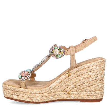 Hiszpańskie sandały na koturnie - ALMA EN PENA V251270 BEŻOWE