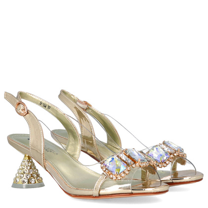 Sandały na ozdobnym obcasie - SCAVIOLA S-144 ZŁOTE