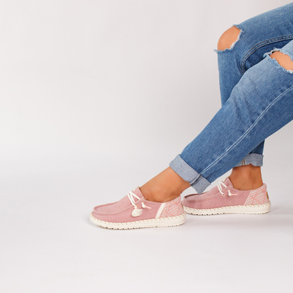 Lekkie półbuty damskie - HEY DUDE WENDY FUNK COASTAL JUTE 43182-680 RÓŻOWE