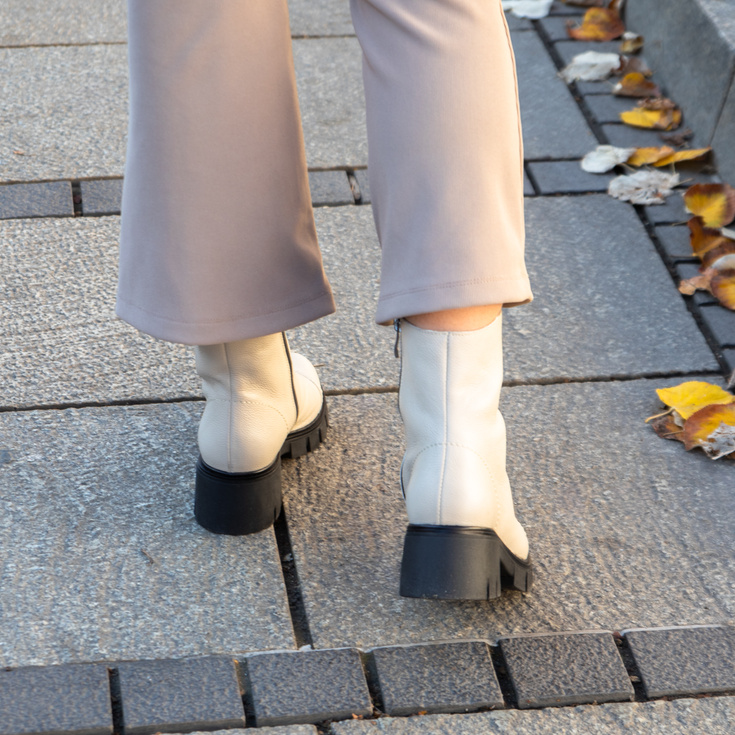 Wygodne botki ze skóry - SIMEN 3264A BEŻOWE