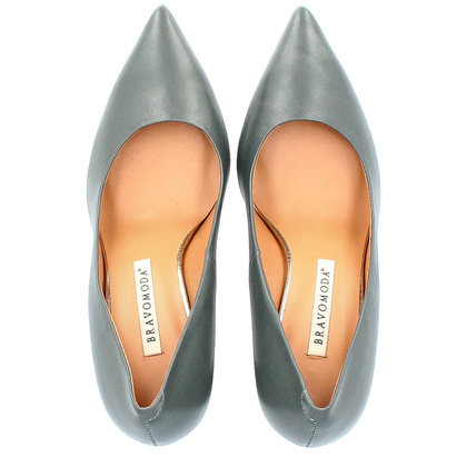 Czółenka na designerskim slupku - BRAVO MODA 0130 KHAKI