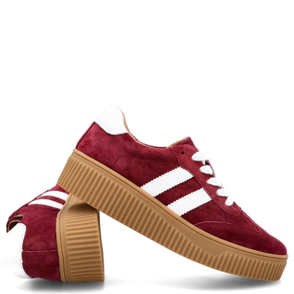 Sneakersy ze skóry naturalnej - FILIPPO DP6776/25 BORDOWE