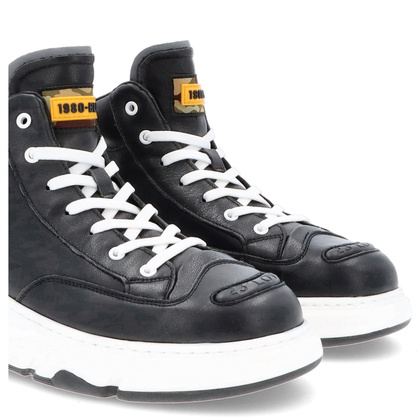 Skórzane sneakersy męskie - JOHN DOUBARE 23Q9217 CZARNE