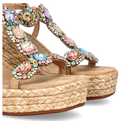 Hiszpańskie sandały na koturnie - ALMA EN PENA V251270 BEŻOWE