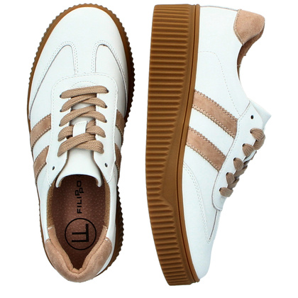 Sneakersy ze skóry naturalnej - FILIPPO DP6776/25 BIAŁE