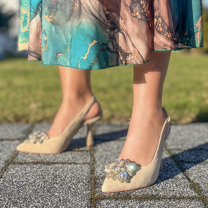 Hiszpańskie czółenka z odkrytą piętą - ALMA EN PENA V240261 BEŻOWE