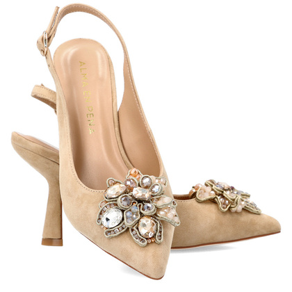 Hiszpańskie czółenka z odkrytą piętą - ALMA EN PENA V240261 BEŻOWE