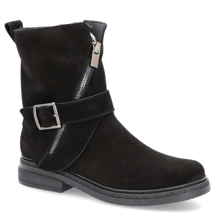 Płaskie botki ze skóry - TYMOTEO G1067 CZARNE