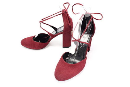 Wiązane na kostce, taneczne - KOTYL 5899 BORDOWE