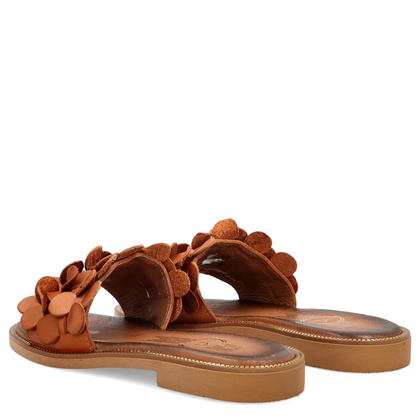 Klasyczne klapki ze skóry - LEMAR 40381 BRĄZOWE