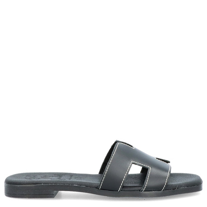 Wygodne klapki ze skóry - OH! MY SANDALS 5566 CZARNE