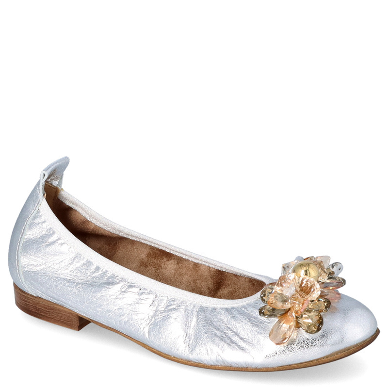 Modne baleriny z kryształkami - TYMOTEO L1041 SREBRNE