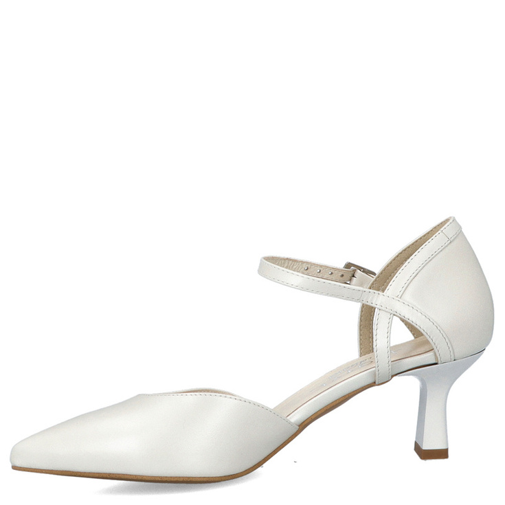 Buty ślubne na niskim obcasie - KOTYL 5439 ECRU PERŁOWE