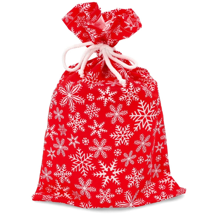 Worek na prezent świąteczny - TYMOTEO LOVE P01 CZERWONY w Śnieżynki