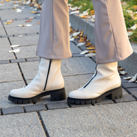 Wygodne botki ze skóry - SIMEN 3264A BEŻOWE