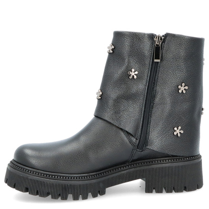 Skórzane botki z wywijaną cholewką - TYMOTEO G1068 CZARNE