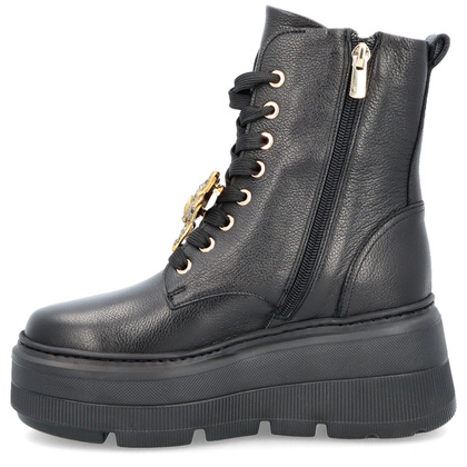 Skórzane workery na platformie - KARINO 5329 CZARNE