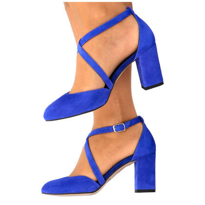 Taneczne czółenka ze skóry - KOTYL 7075 CHABROWE NIEBIESKIE