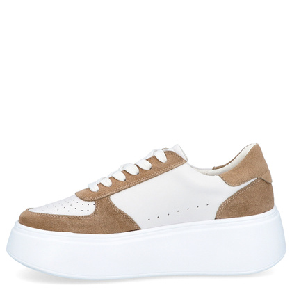 Skórzane sneakersy damskie - FILIPPO DP6047/24 BIAŁO-BEŻOWE