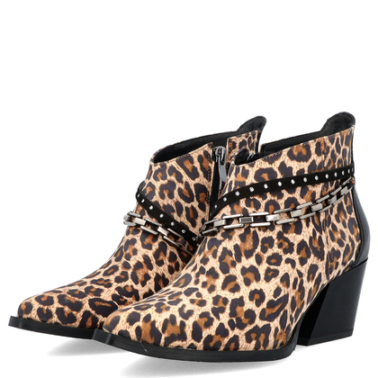 Krótkie kowbojki ze skóry - TYMOTEO G1069 PANTERKA