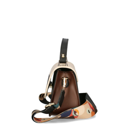 Torebka kuferek ze skóry - EGO ES-S0216 CZARNO-BEŻOWA