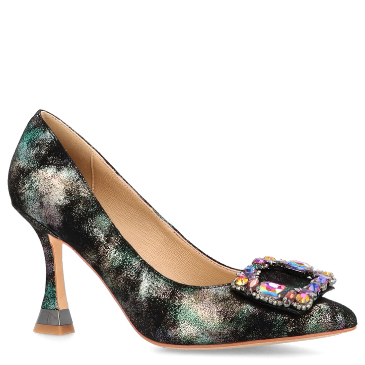 Hiszpańskie szpilki z ozdobą - ALMA EN PENA I250434 CZARNE