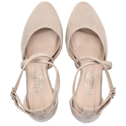 Taneczne czółenka ze skóry - KOTYL 7075 BEŻOWE