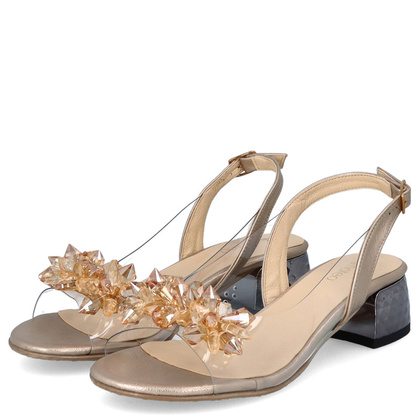 Silikonowe sandałki na niskim obcasie - TYMOTEO 476-37 ZŁOTE