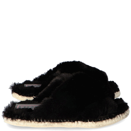 Ekskluzywne klapki z futerkiem - MACARENA VICO CZARNE