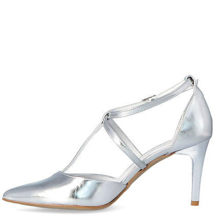 Ślubne szpilki z paseczkami - TYMOTEO PANNA SREBRNE