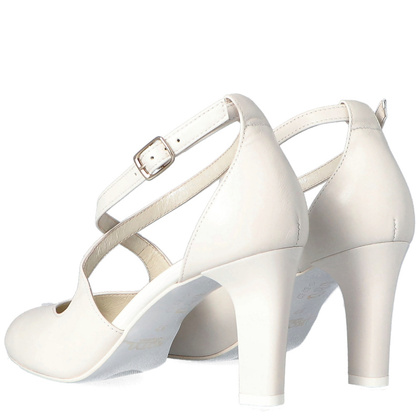 Ślubne czółenka na obcasie - KOTYL 7079 ECRU