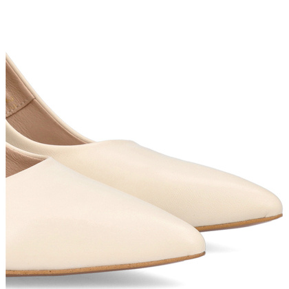 Czółenka na designerskim slupku - BRAVO MODA 0063 KREMOWE