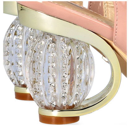 Sandały na modnym obcasie - SCAVIOLA H-06 RÓŻOWE