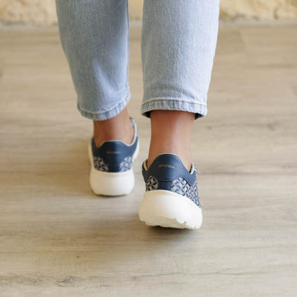 Lekkie sneakersy damskie - GEOX D.SPHERICA D55TCD NIEBIESKIE